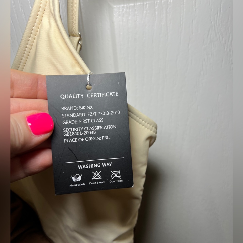 BIKINX One Piece Swimsuit - brown and cream with ruffles. Size Small. NWT - Picture 4 of 9